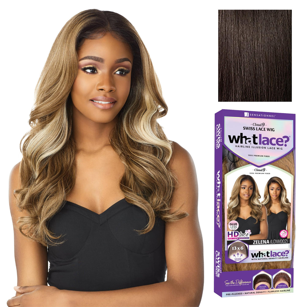 Sensationnel What Lace 13x6 Zelena front view with natural parting.