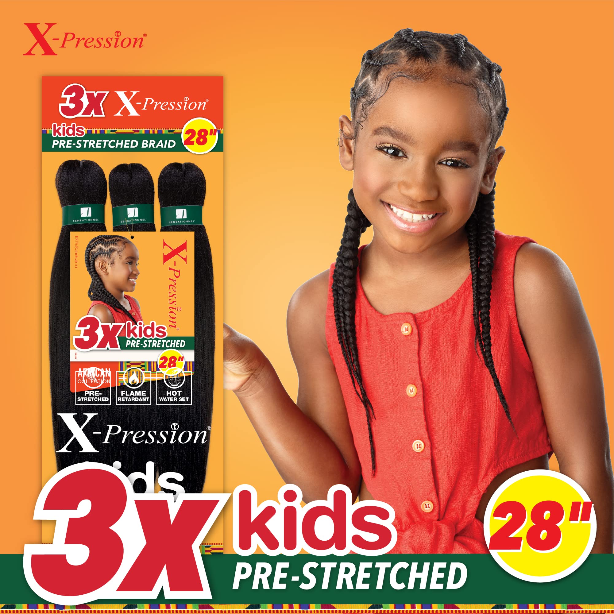 Sensationnel X-Pression 28-inch kids braid close-up showing fiber softness