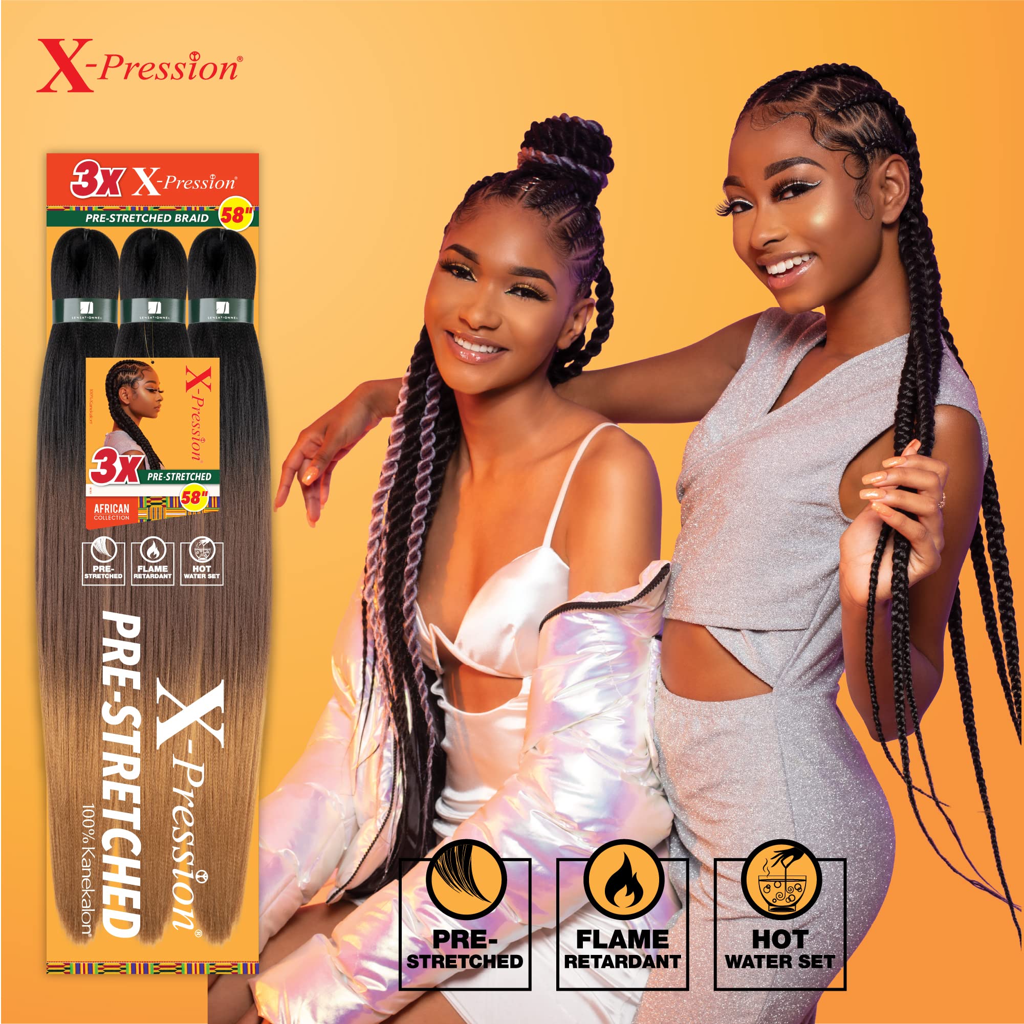 Sensationnel X-pression 58-inch box braid length on model