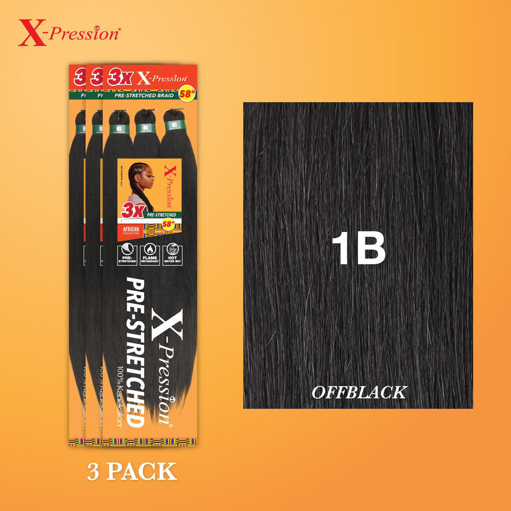 Sensationnel X-pression prestretched braiding hair water wave style, versatile look with easy shaping.