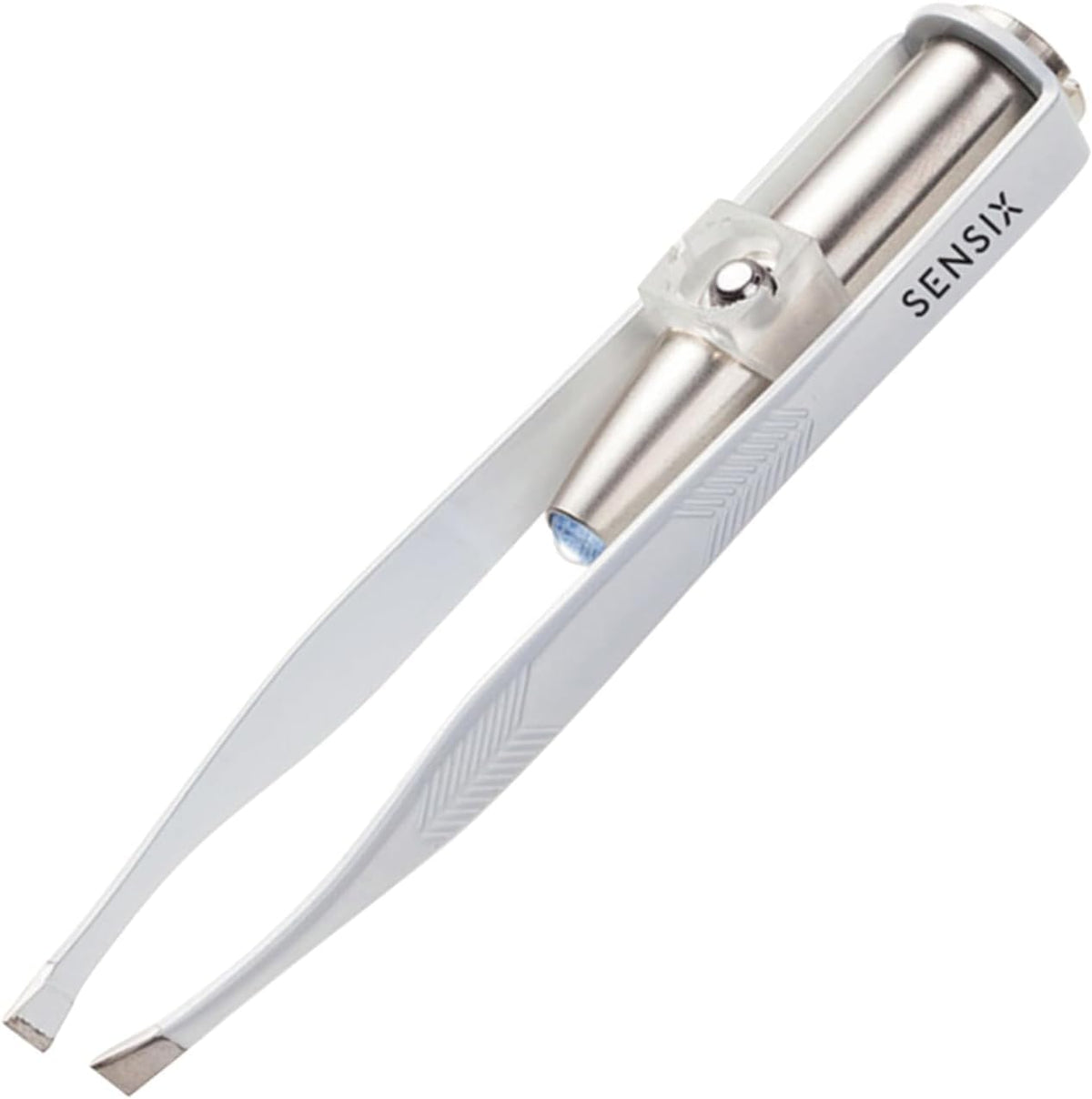 Sensica slant-tip lighted tweezers for eyebrow shaping with LED illumination