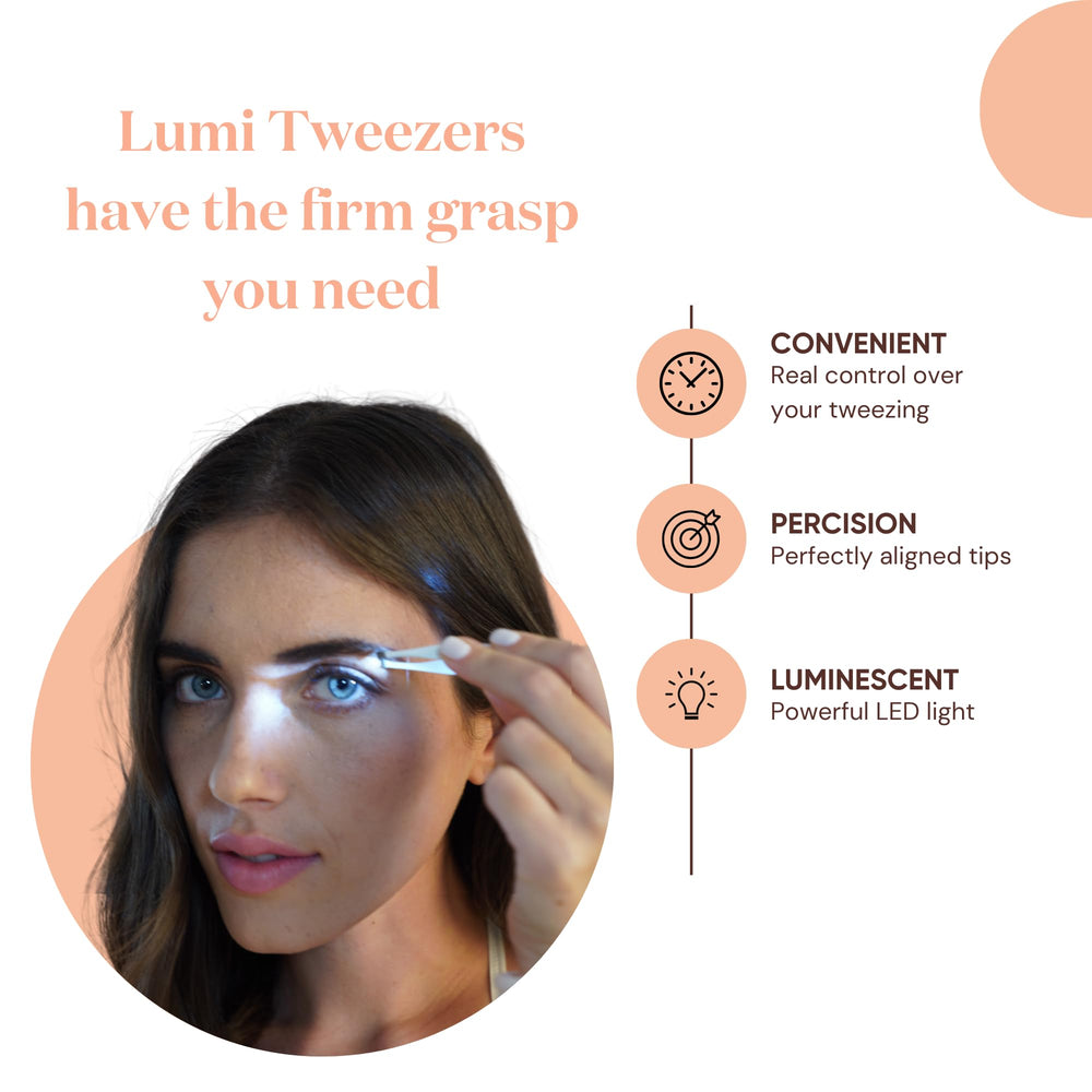 Sensica slant-tip lighted tweezers precision tip for fine hair capture