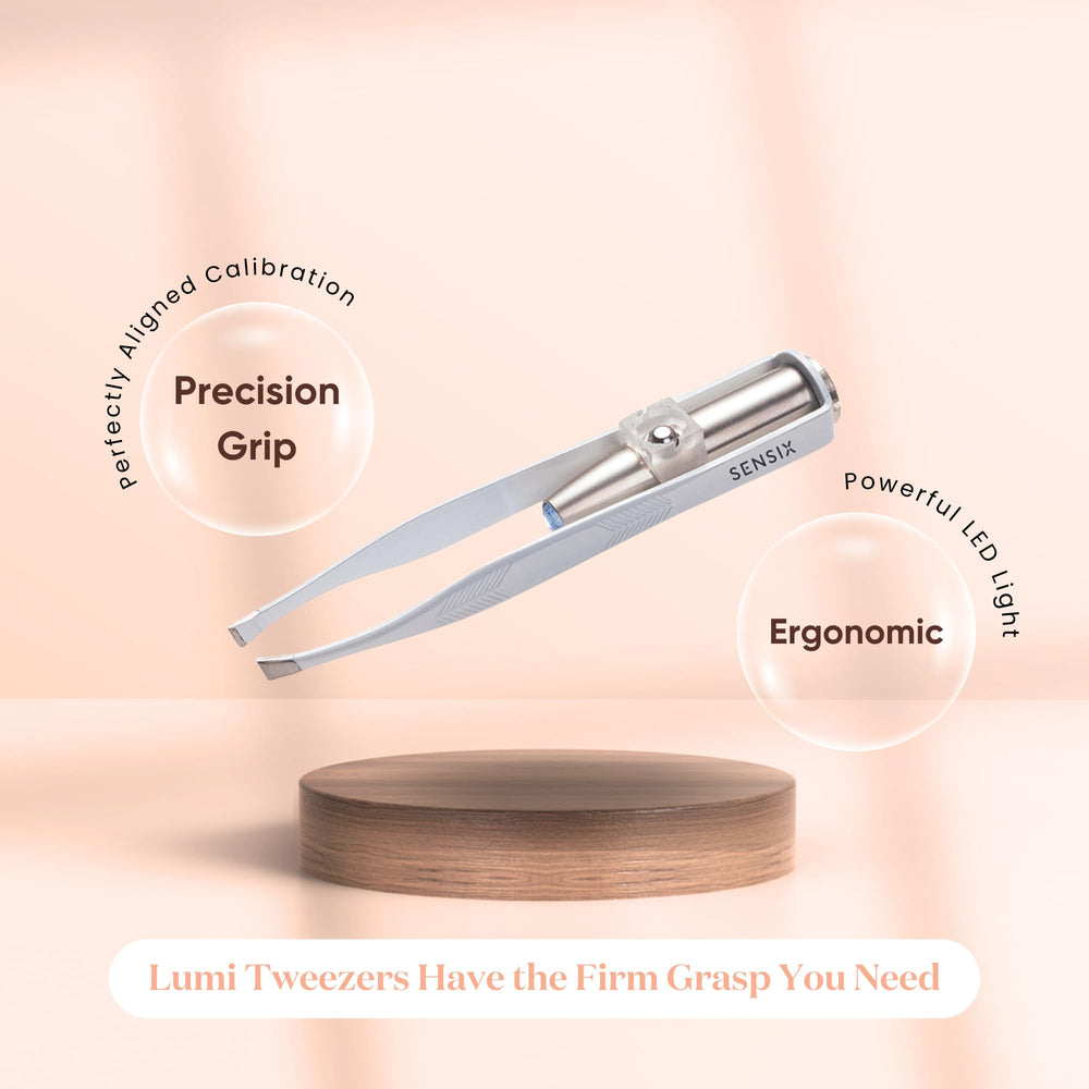 Sensica slant-tip lighted tweezers travel-friendly compact design for on-the-go grooming