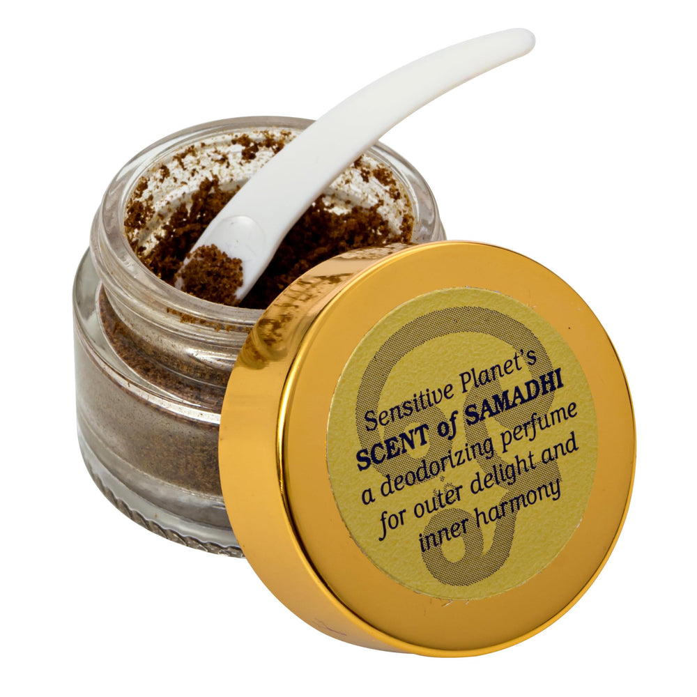 Sensitive Planet Scent of Samadhi palm application demonstrates easy use for underarms