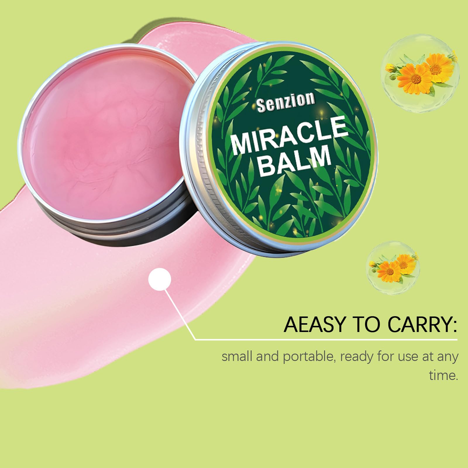 Senzion Miracle Balm shows lightweight, non-greasy texture on skin.