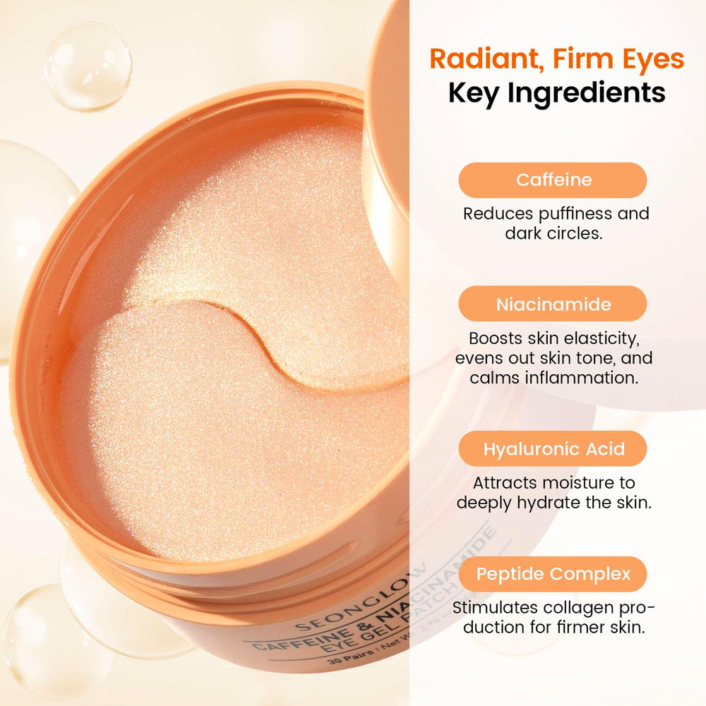 SEONGLOW caffeine under-eye patches application tips—easy secure wear.