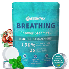 SEONNIX shower-steamer menthol-eucalyptus pack 01 releasing refreshing aroma for alert mornings.