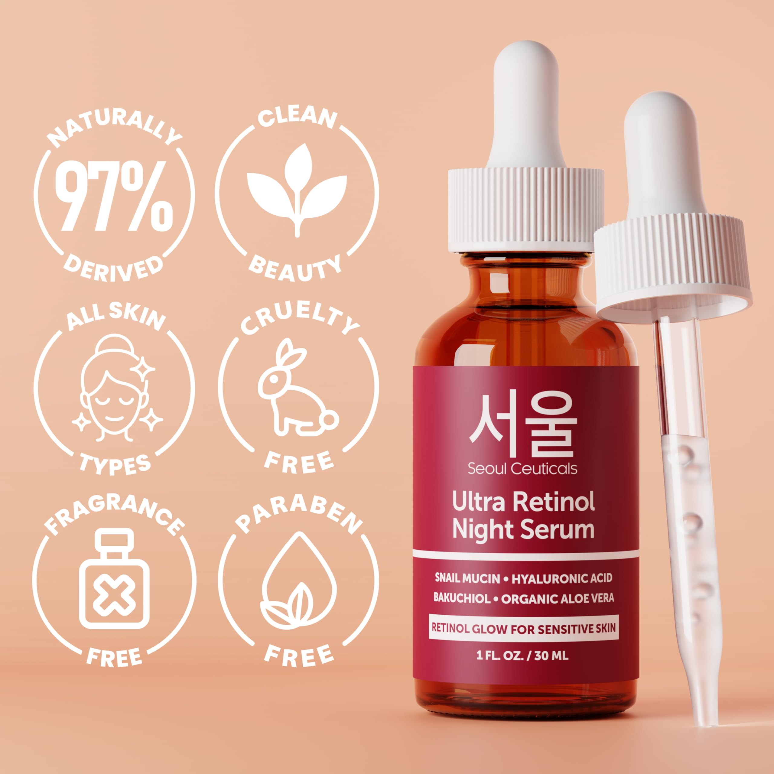SeoulCeuticals glass bottle radiance shot hints brightening via nightly use.