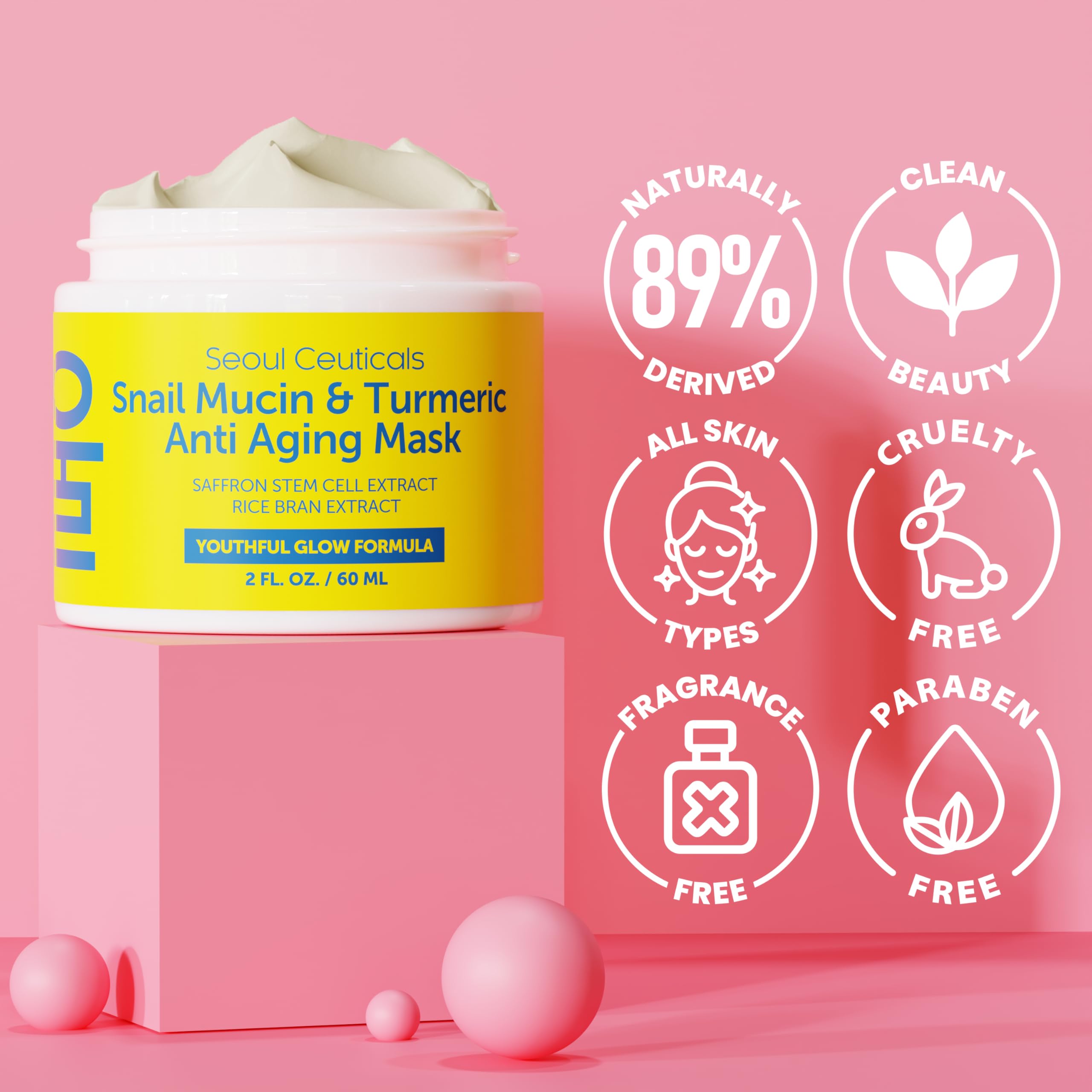 SeoulCeuticals kaolin clay and rice bran components visible in mask texture