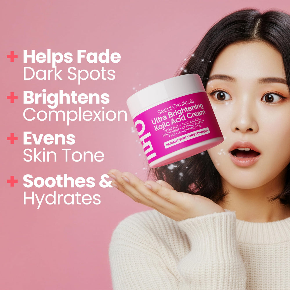 SeoulCeuticals Kojic Acid Cream dark spots close-up suggests spot fading.