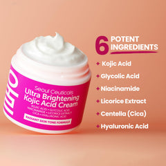 SeoulCeuticals Kojic Acid Cream glycolic exfoliation close-up promotes renewed skin.