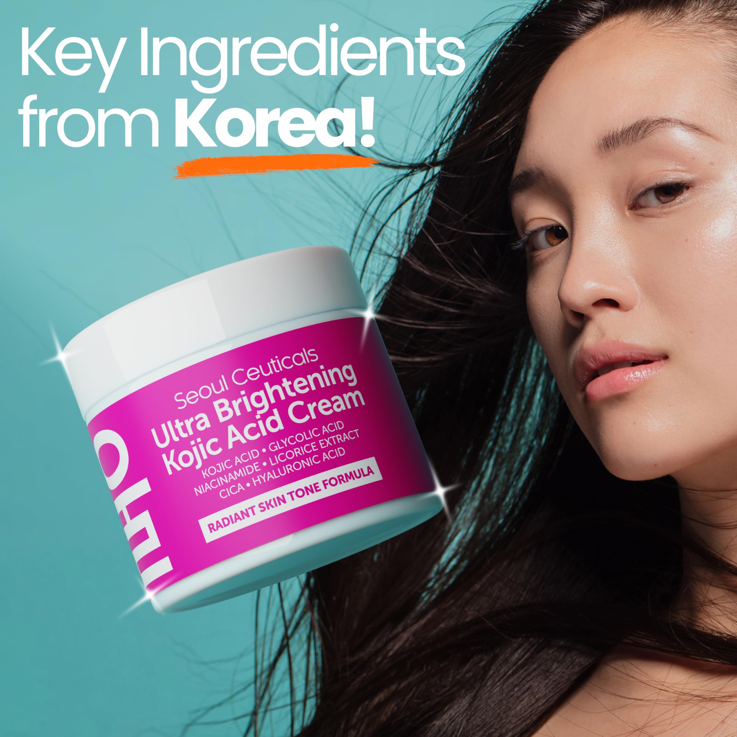 SeoulCeuticals Kojic Acid Cream licorice root detail hints natural brightening.
