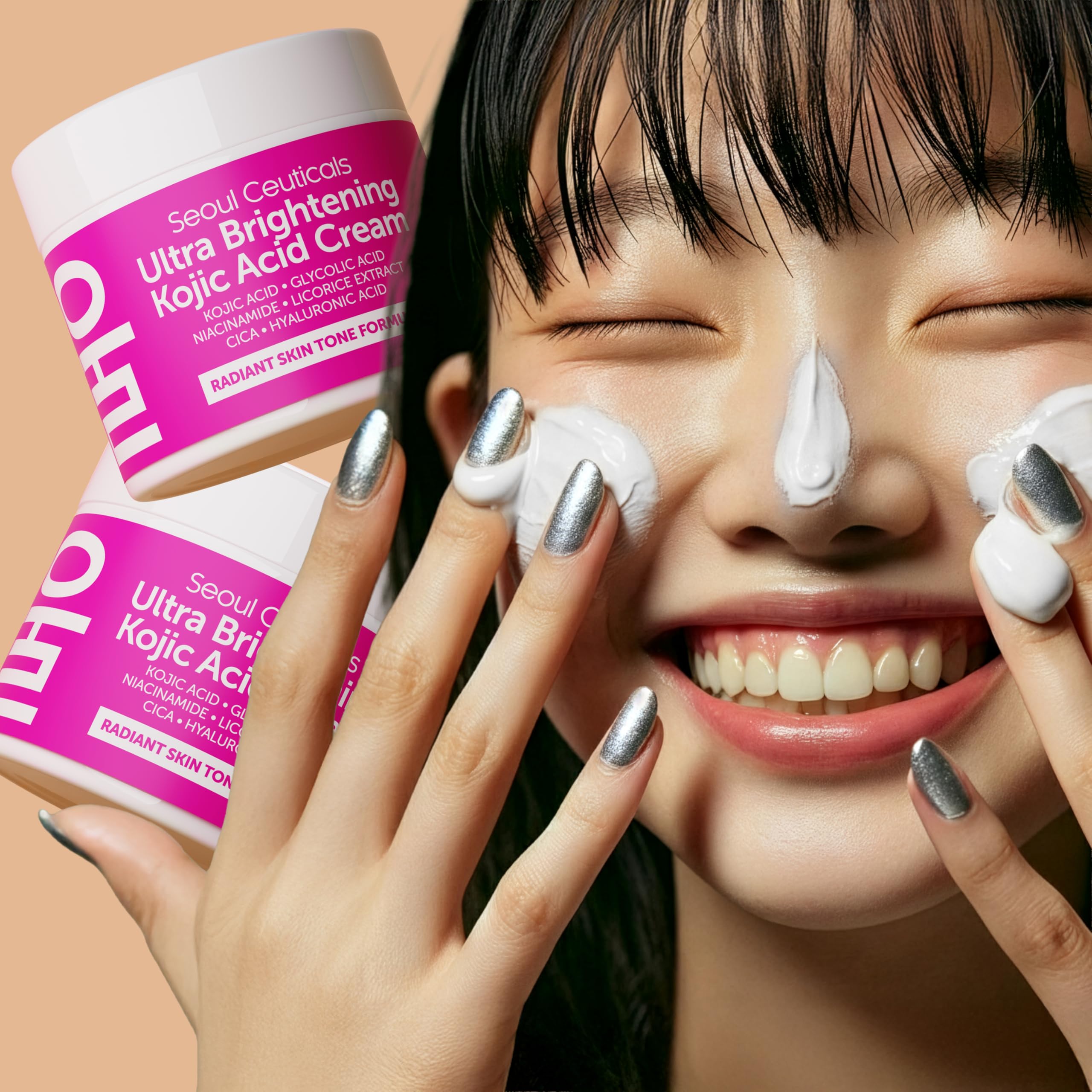 SeoulCeuticals Kojic Acid Cream texture close-up suggests creamy application.