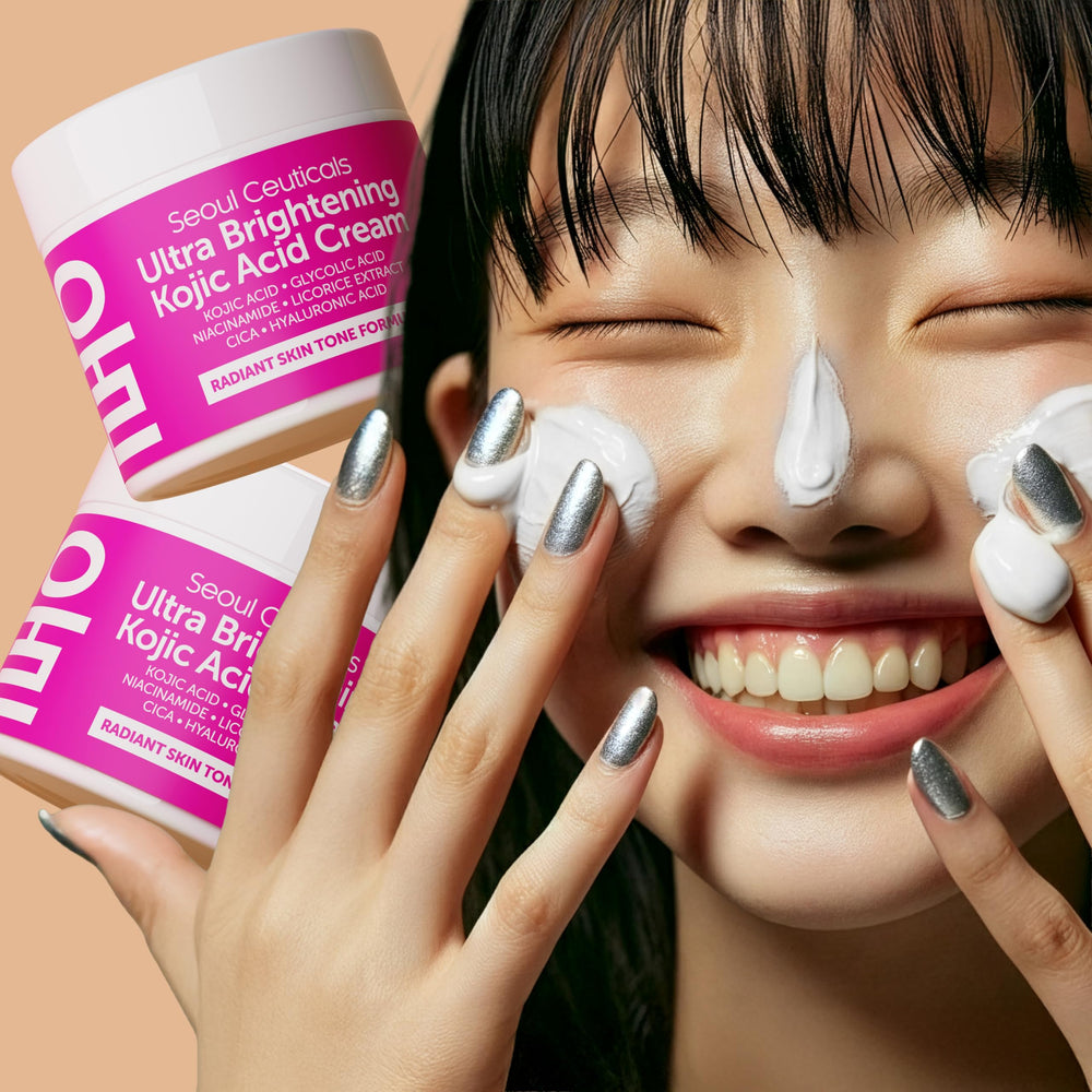 SeoulCeuticals Kojic Acid Cream texture close-up suggests creamy application.