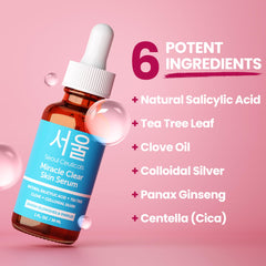 SeoulCeuticals Acne Serum blends colloidal silver and centella asiatica for calming skin support.