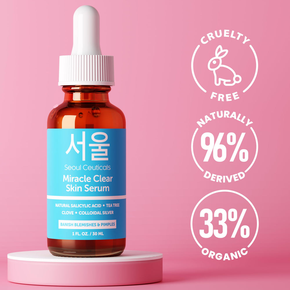 SeoulCeuticals Korean Acne Serum ingredients tea tree and clove for soothing blemish care.