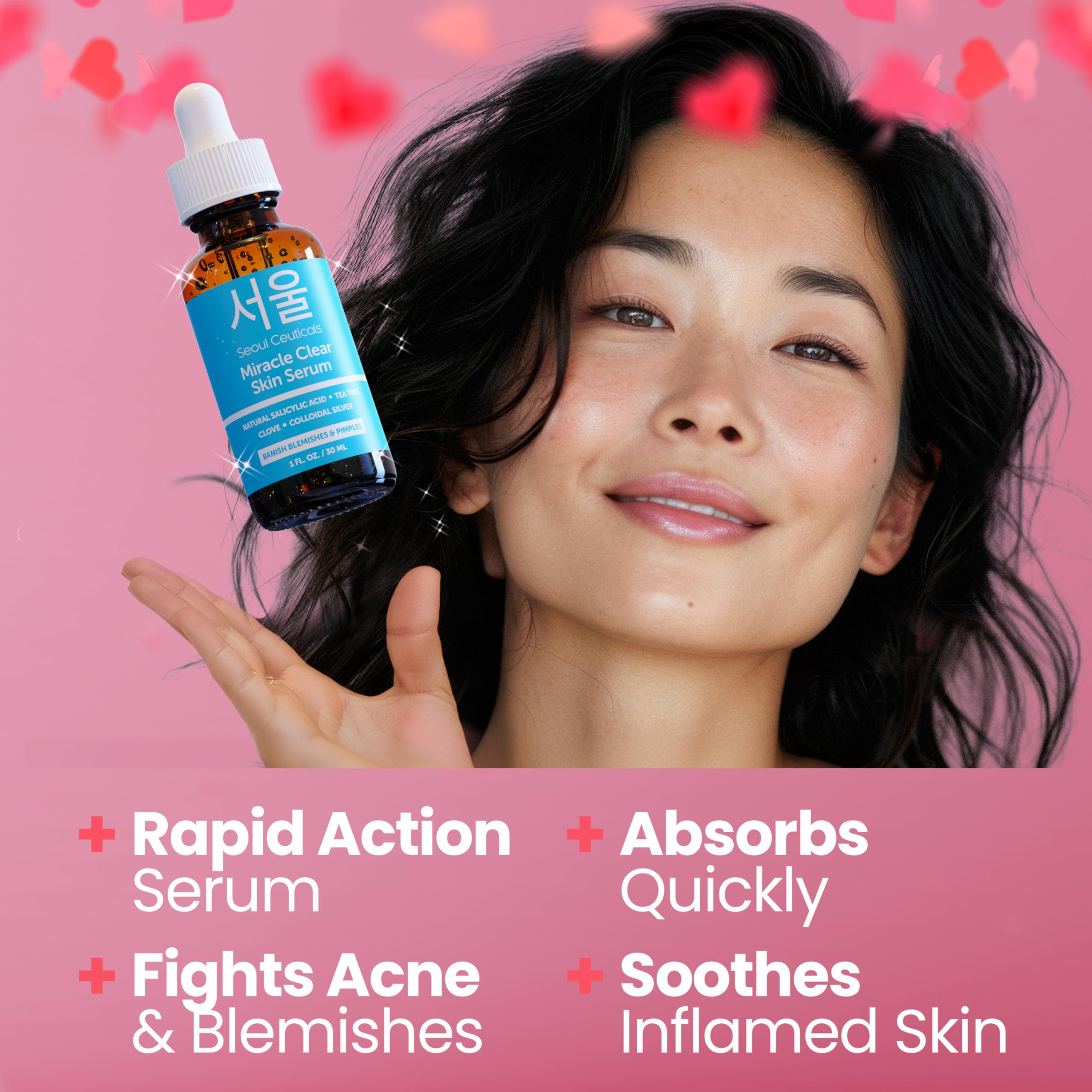 SeoulCeuticals Korean Acne Serum texture and application in a silky, fast-absorbing form.