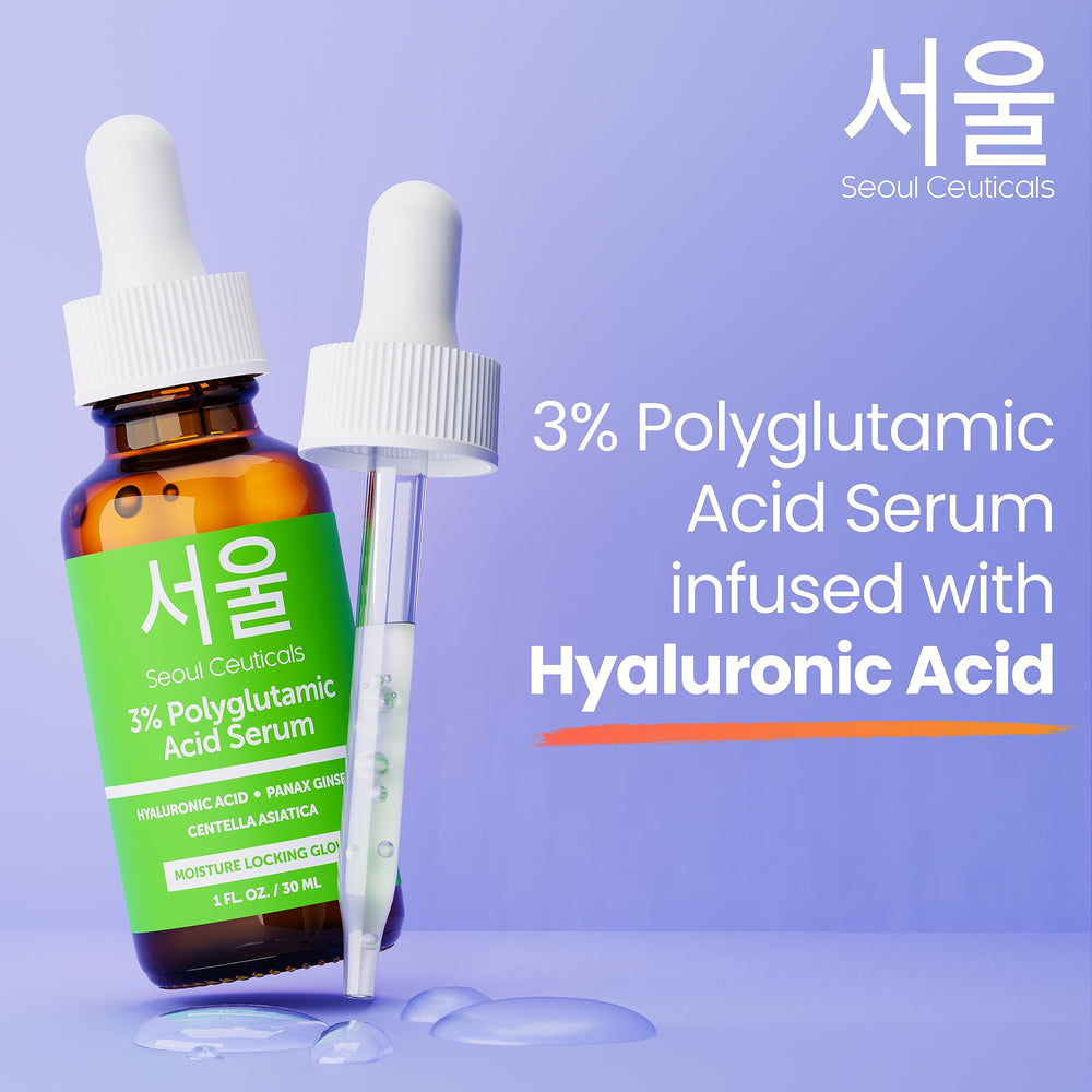 SeoulCeuticals Polyglutamic Acid Serum natural and organic ingredients label close-up