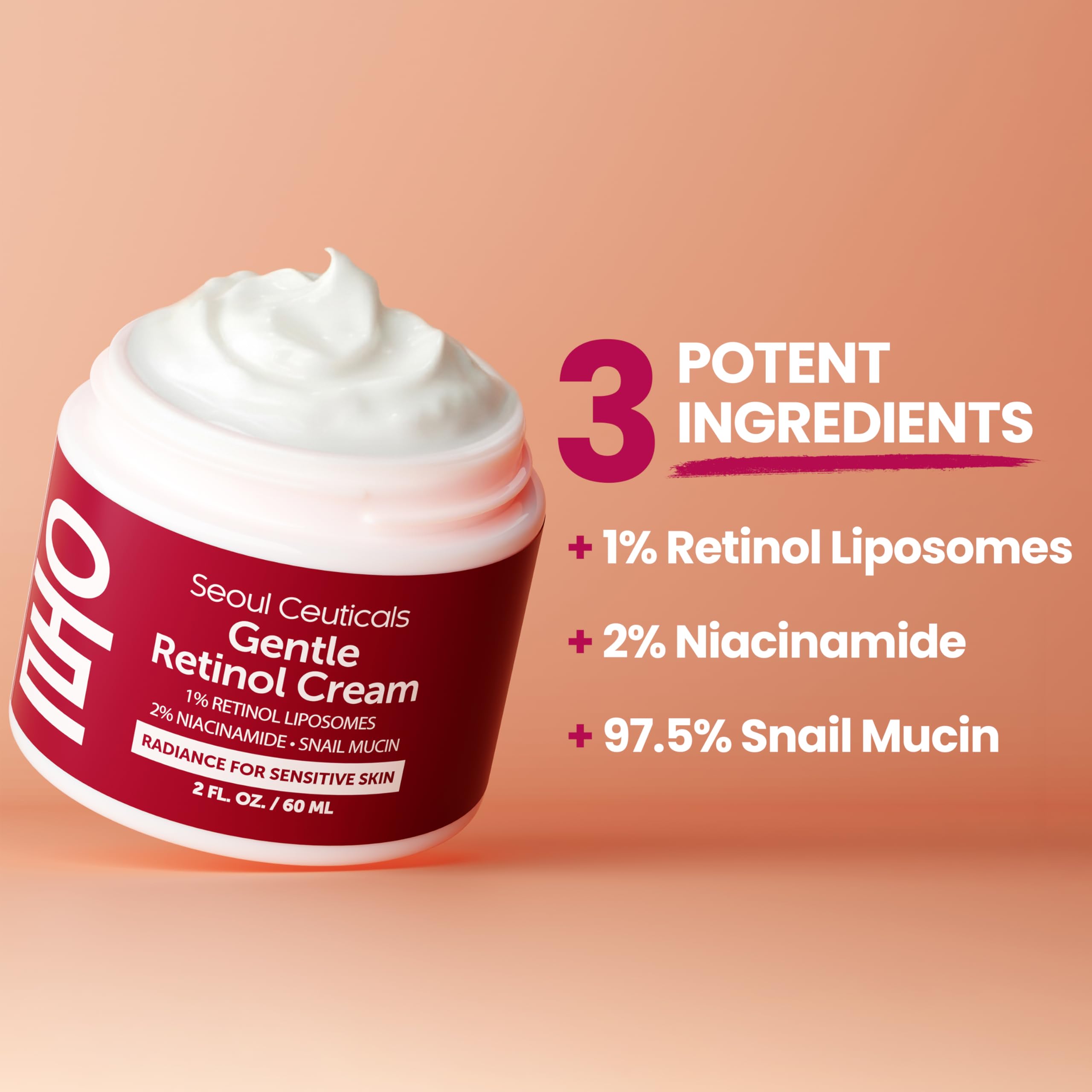 SeoulCeuticals retinol liposome closeup demonstrating gentle delivery for sensitive skin
