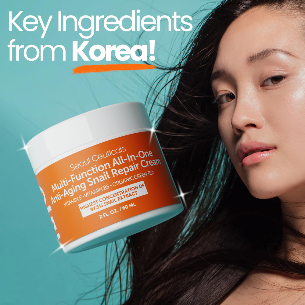 SeoulCeuticals snail mucin day and night use scene conveys versatile skincare steps