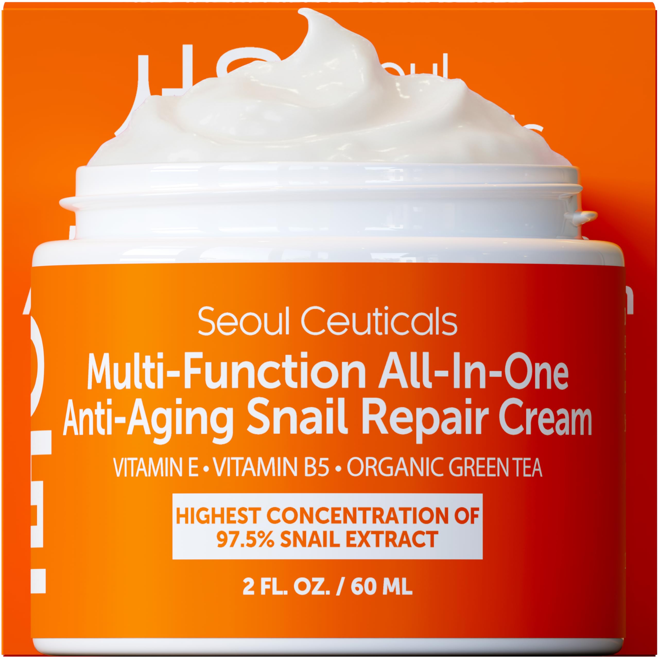SeoulCeuticals snail mucin moisturizer bottle highlights 97.5% concentrate for daily hydration