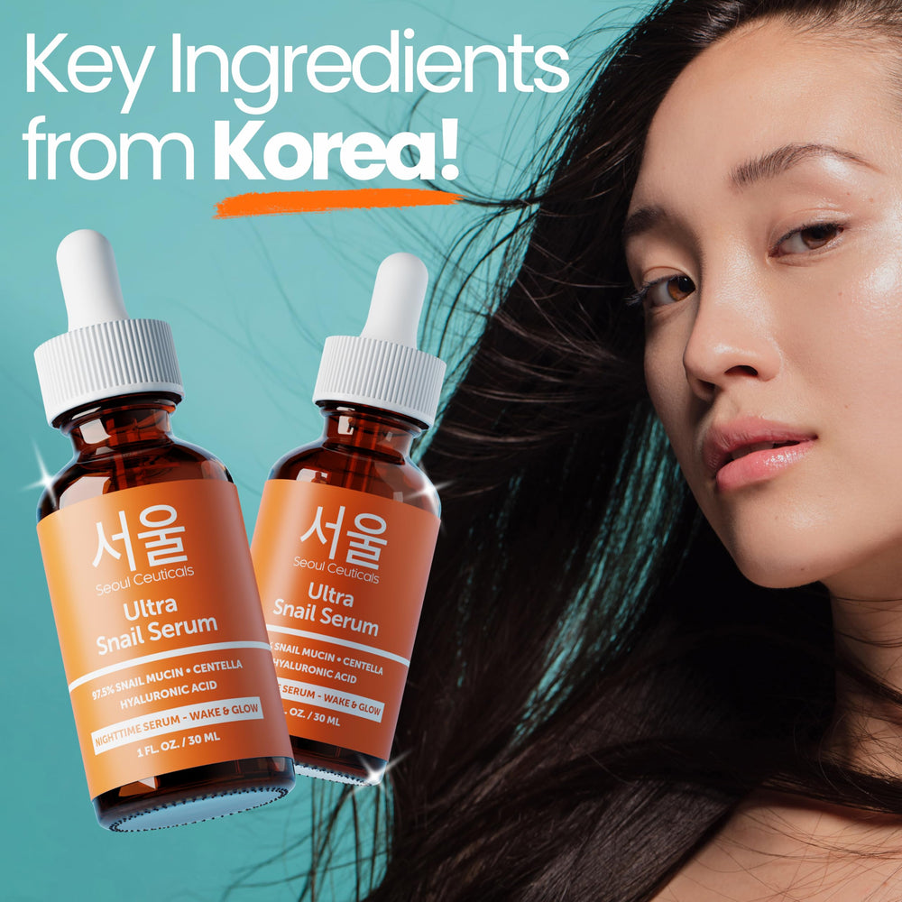 Hylauronic acid boost in SeoulCeuticals snail serum for extra hydration.