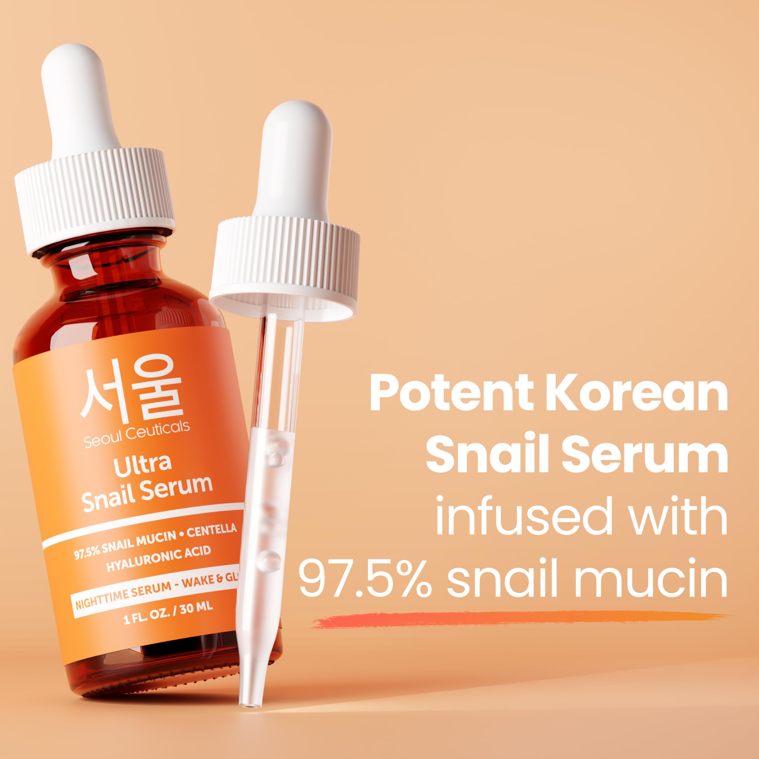 Wrapped packaging of SeoulCeuticals snail serum signaling premium skincare.