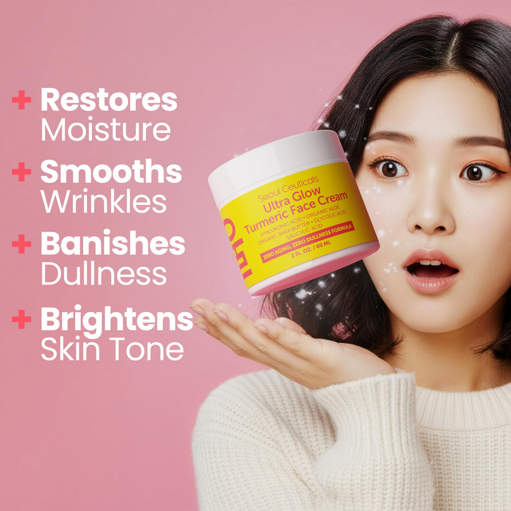 SeoulCeuticals Turmeric Cream jar closeup showing rich texture for glow and moisture.