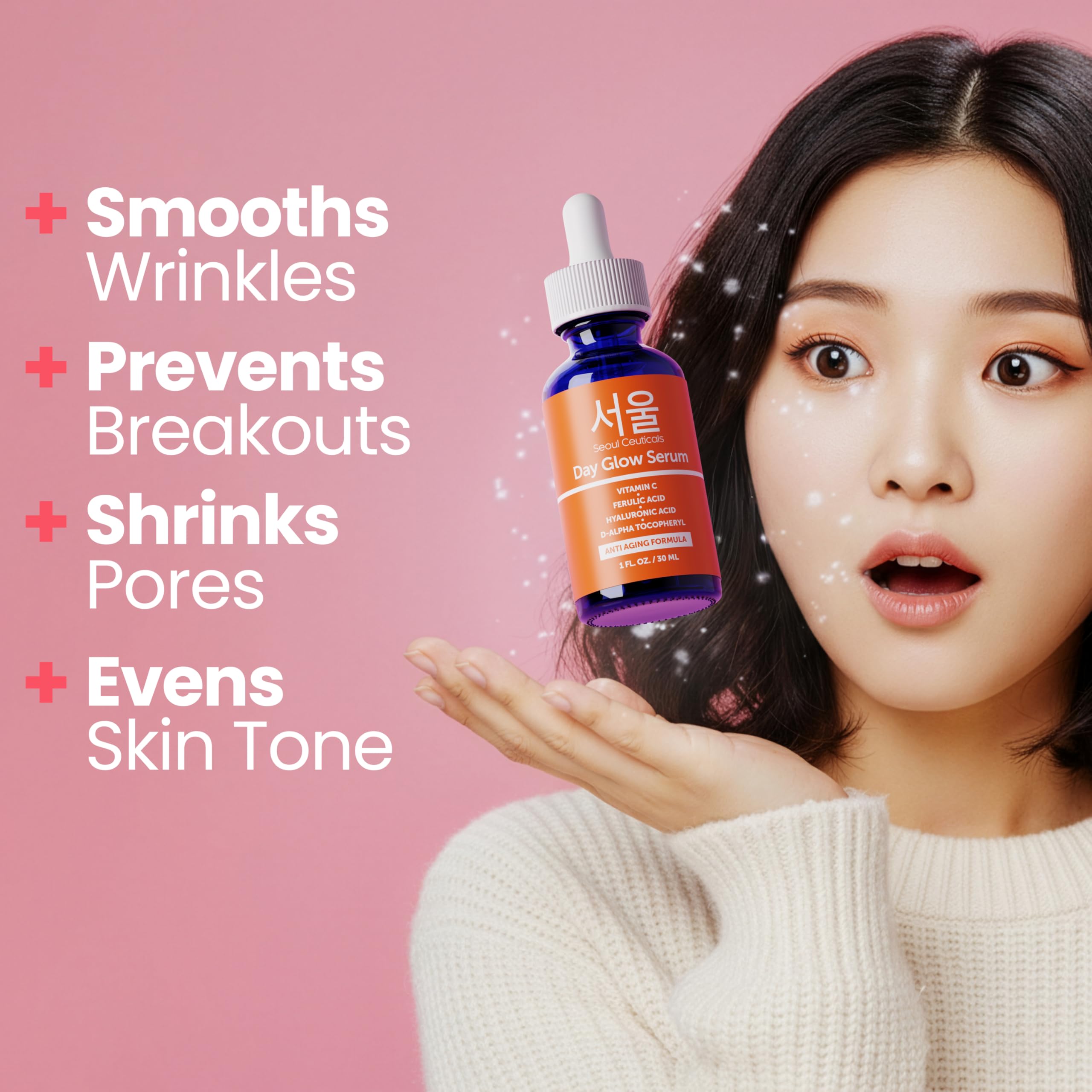SeoulCeuticals vitamin C serum pump-dispense showing easy daily application for even coverage.