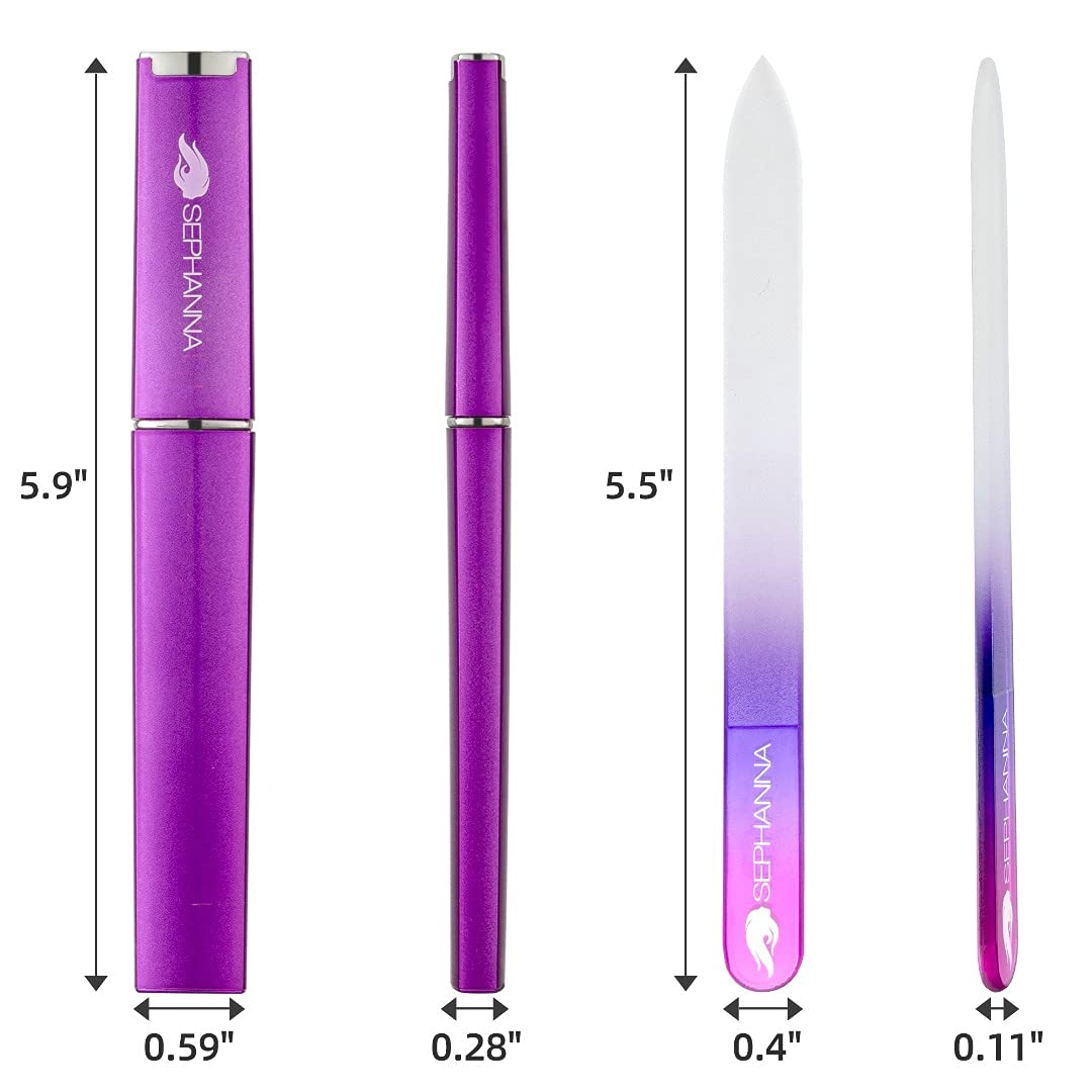 SEPHANNA Premium Crystal Glass Nail File double-sided for natural and acrylic nails