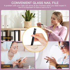 SEPHANNA Crystal Glass Nail File in travel case, portable and protected