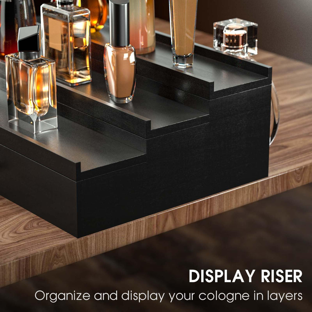 Sephyroth Cologne Organizer black finish fits modern desks and vanity spaces.
