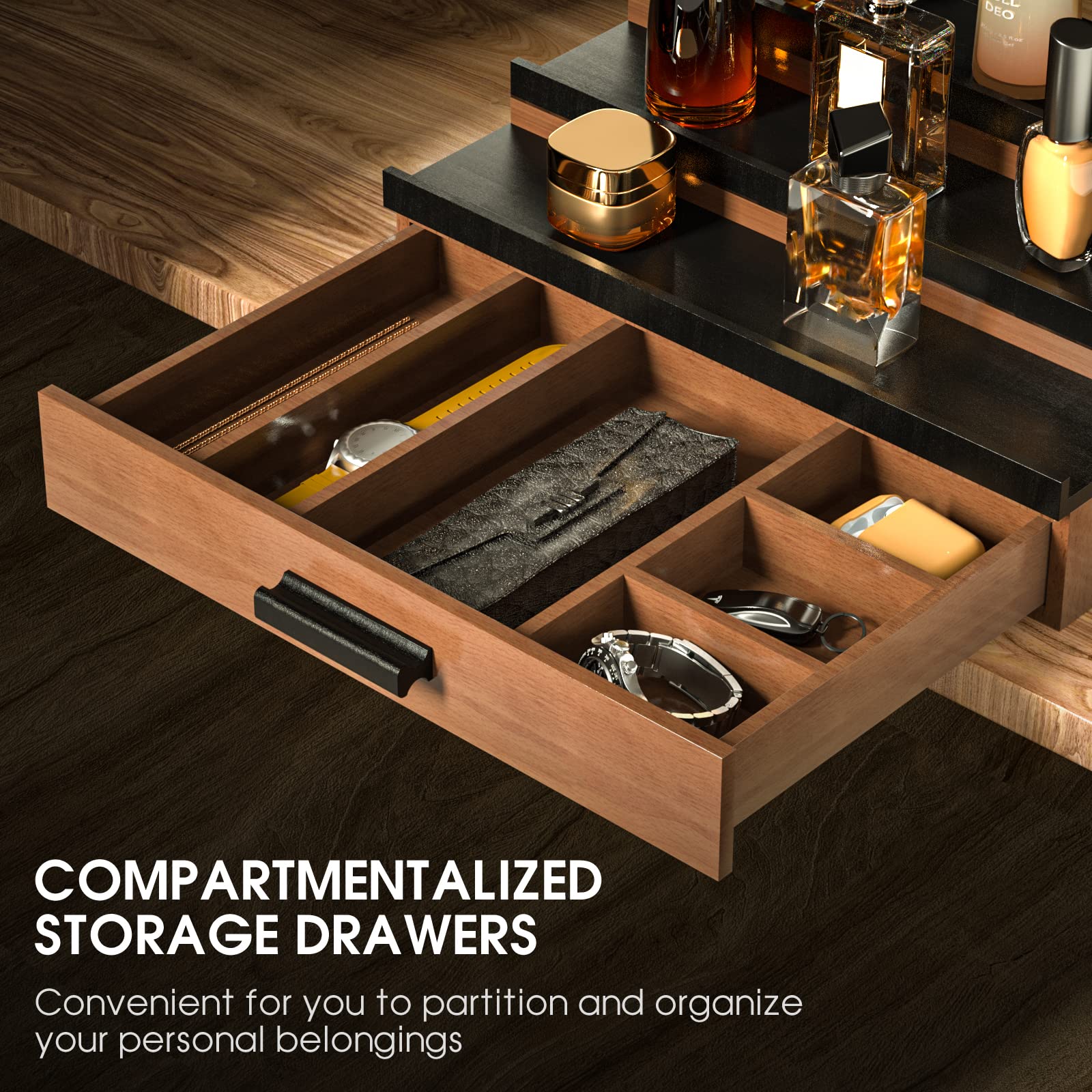 Sephyroth Cologne Organizer hidden compartment securely stores valuables.