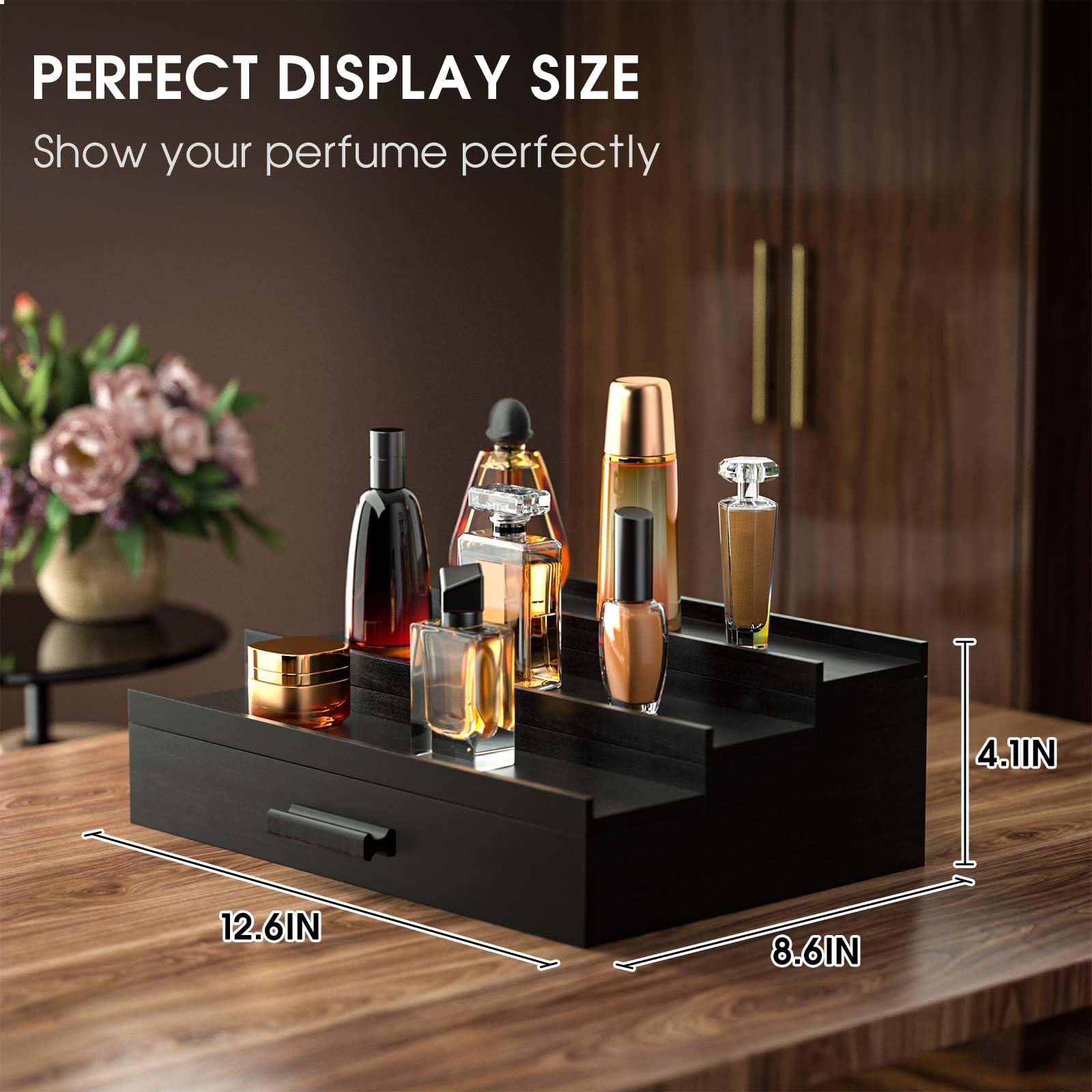 Sephyroth Cologne Organizer hidden storage space safely conceals valuables while maintaining sleek design.