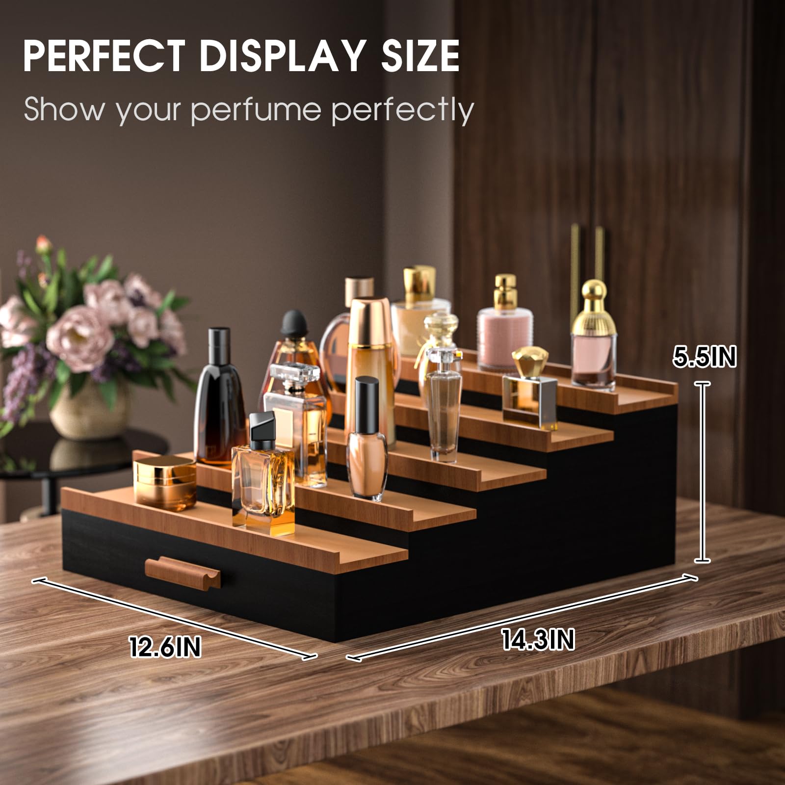 Sephyroth No-assembly Bamboo Shelf transforms dresser into chic display.