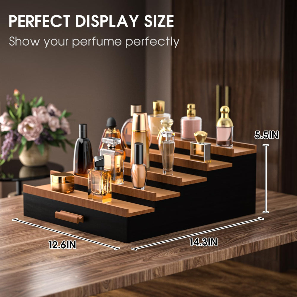 Sephyroth No-assembly Bamboo Shelf transforms dresser into chic display.