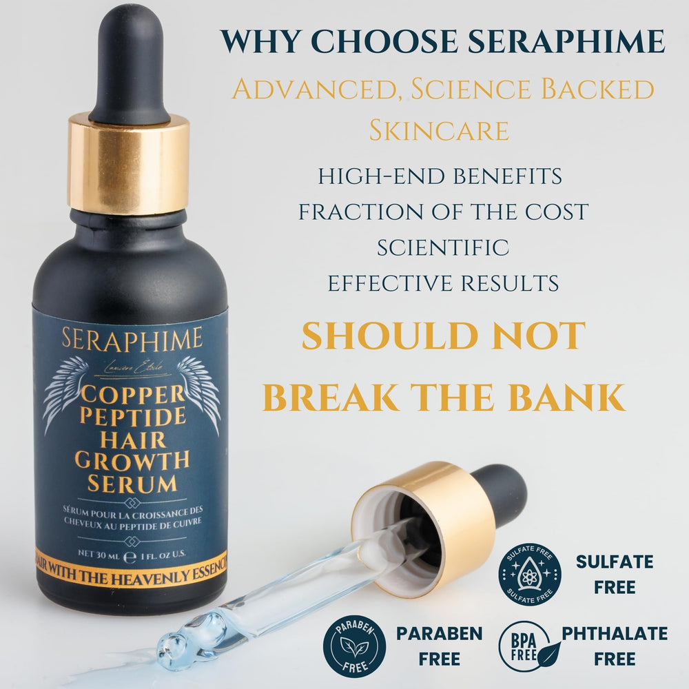 Seraphime copper peptide serum saw palmetto ingredient supports thinning-prone routines