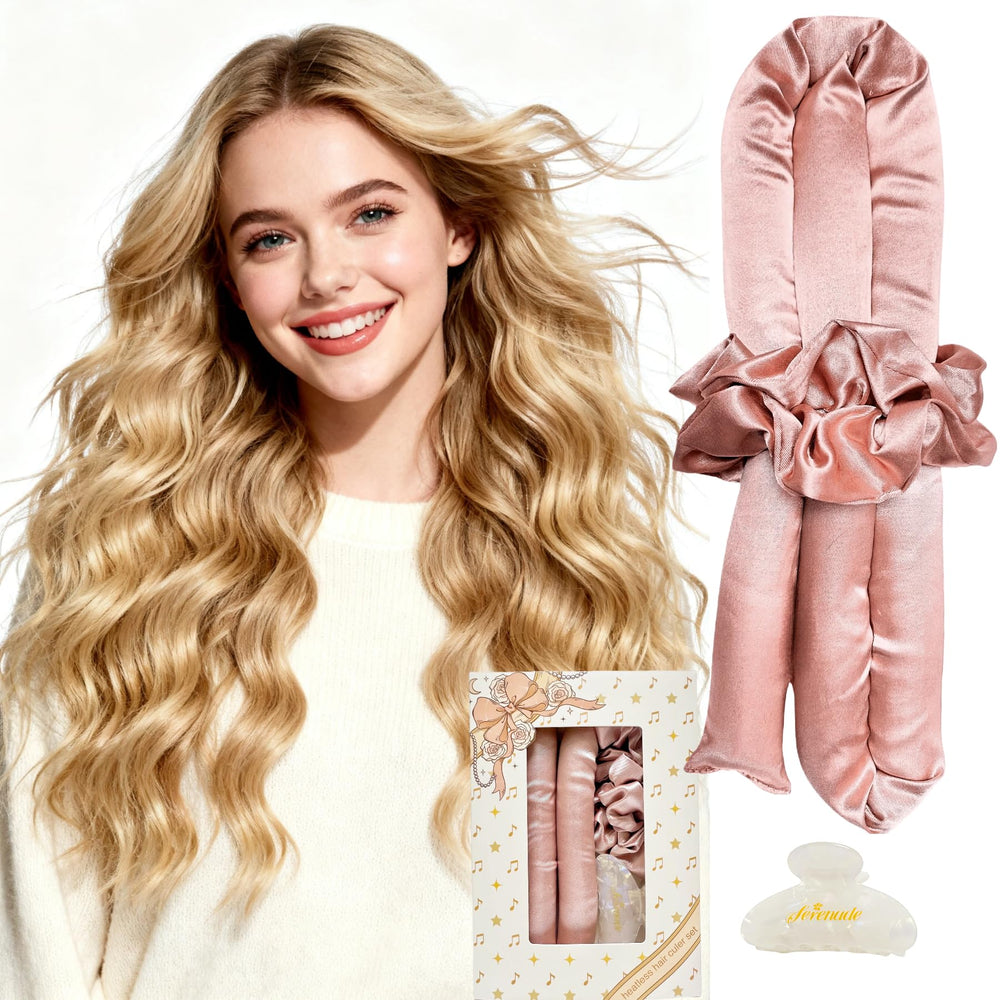 SERENADE overnight curls set demonstrates heatless styling for long-hair waves with zero heat damage