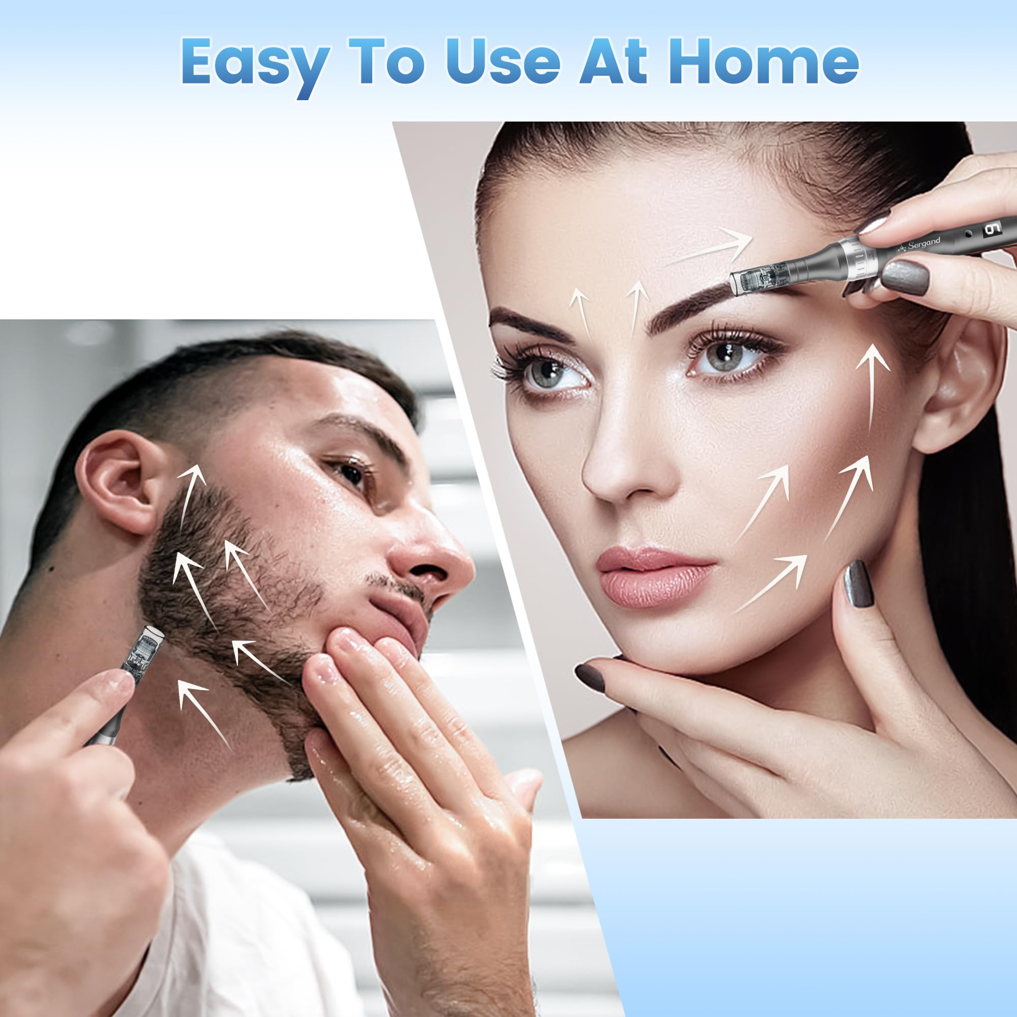 Sergand derma roller pen compact size eases storage and travel.