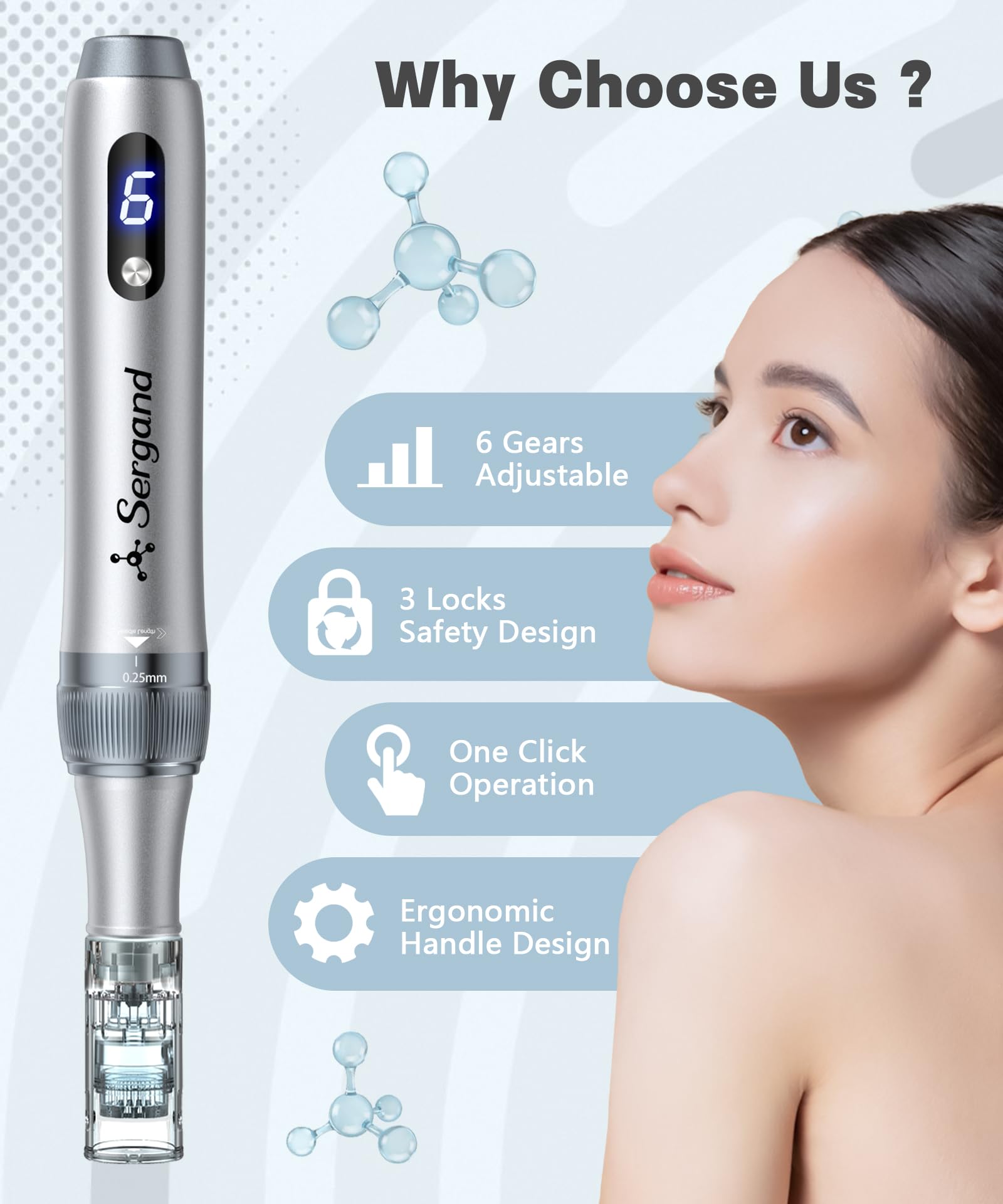 Sergand derma roller pen for home routine fits into nightstand