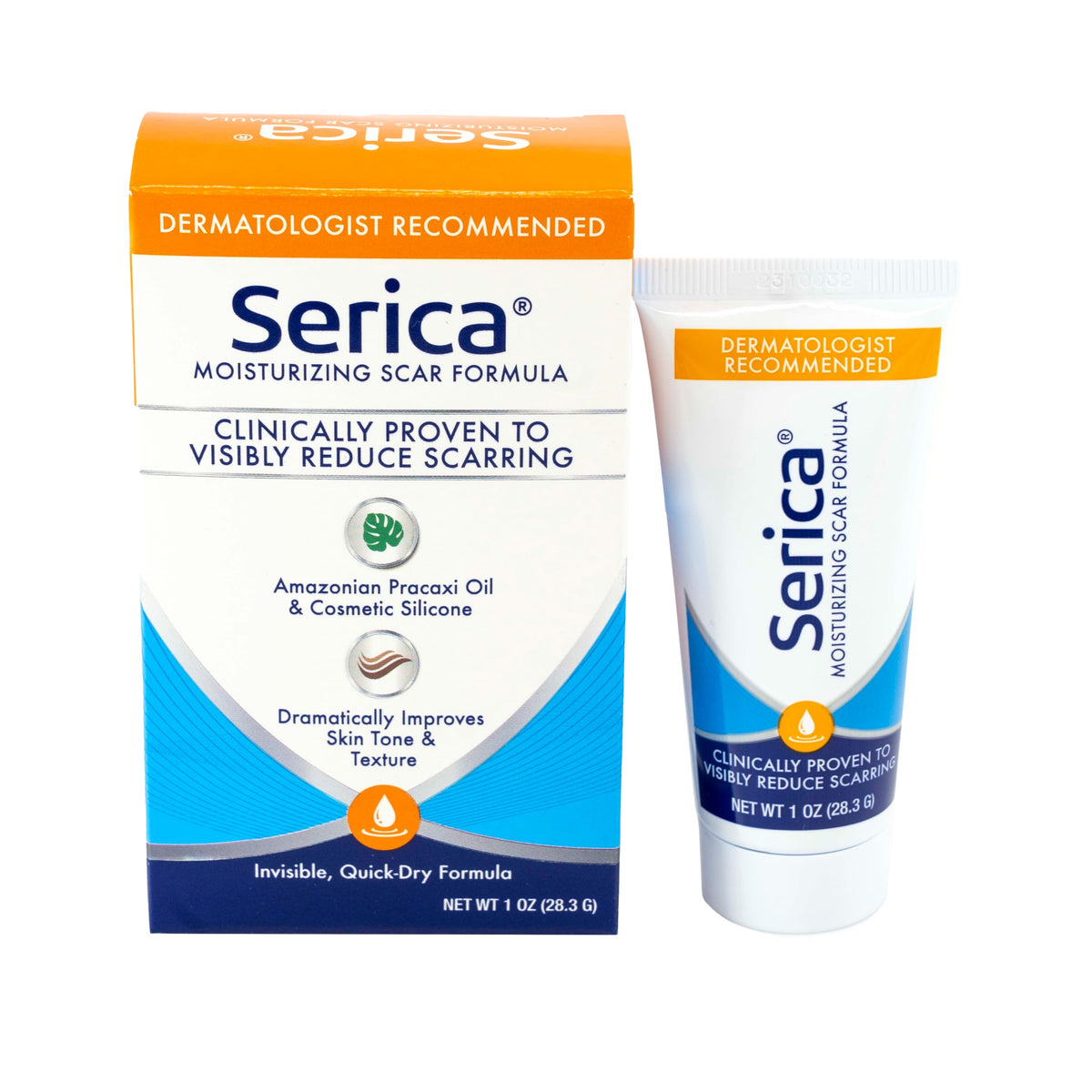 Serica Scar Gel 1oz bottle shown for easy daily scar care and moisturizer.