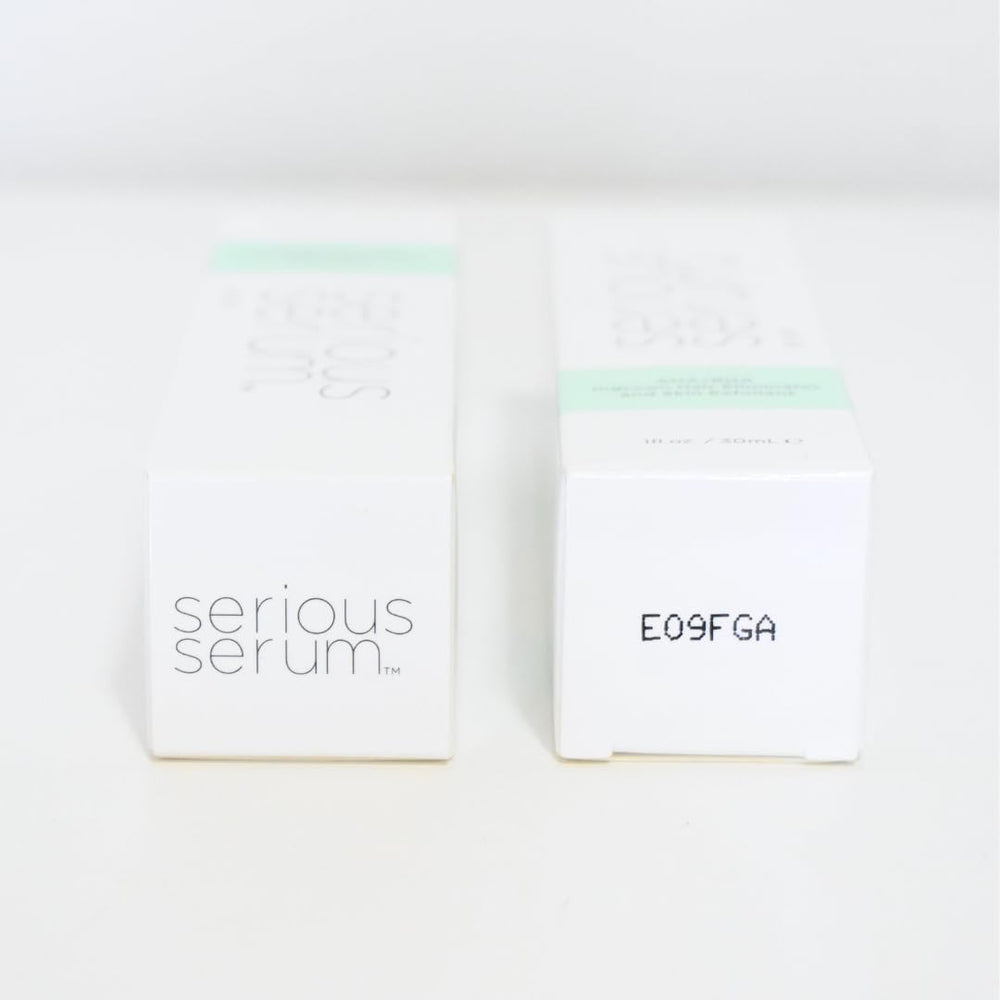 Serious Serum packaging close-up highlights vegan cruelty-free promise