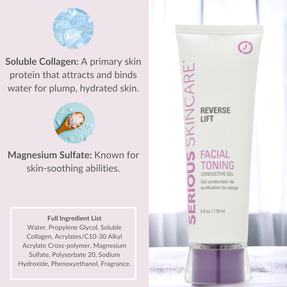 Serious Skincare collagen conductive gel offers easy cleanup with a non-staining formula.