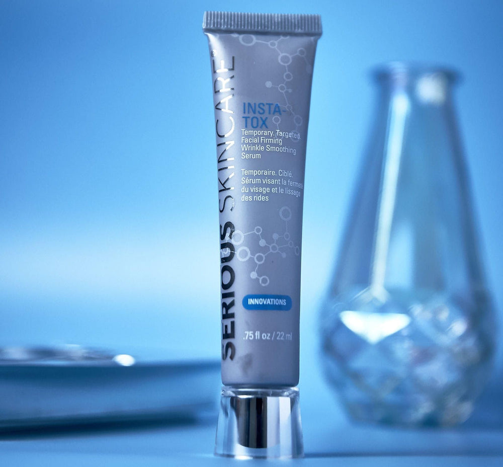 Serious Skincare INSTA-TOX application on the face demonstrates quick firming action.