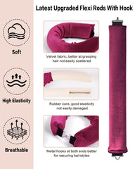 Seritant flexible curl rods design provides secure placement without pins or clips.