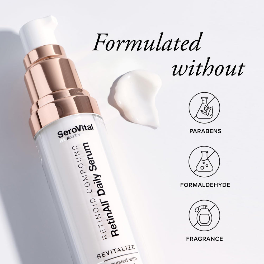 Serovital RetinAll daily serum pump demonstrates controlled dispensing for precise use.