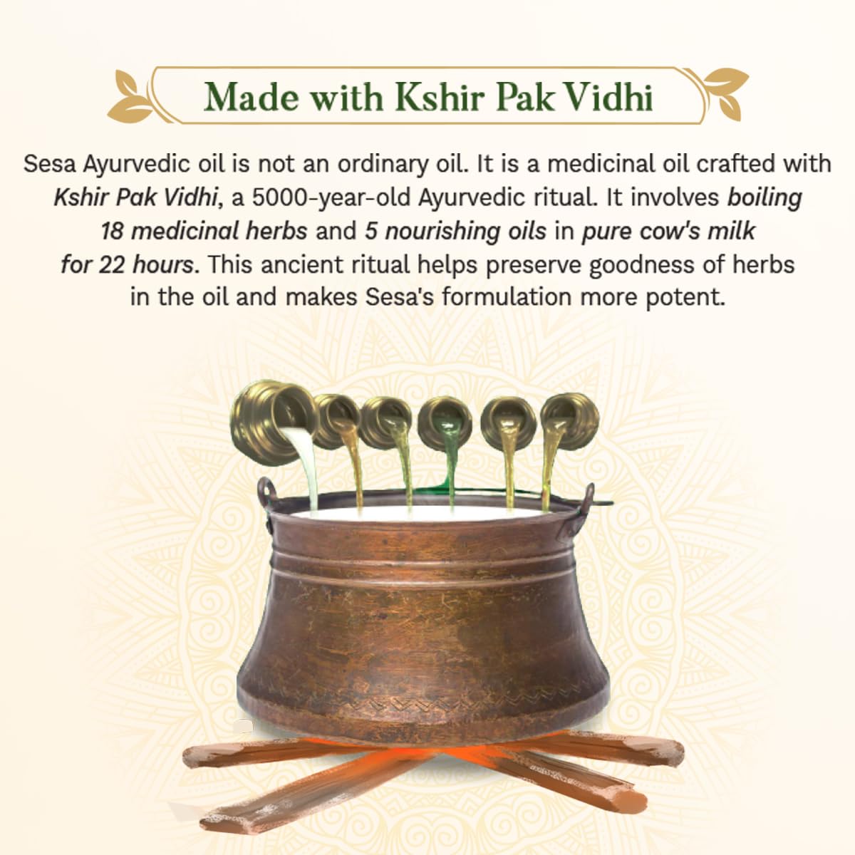 sesa Ayurvedic Hair Oil close-up with bhringraj and herbs for potent blend
