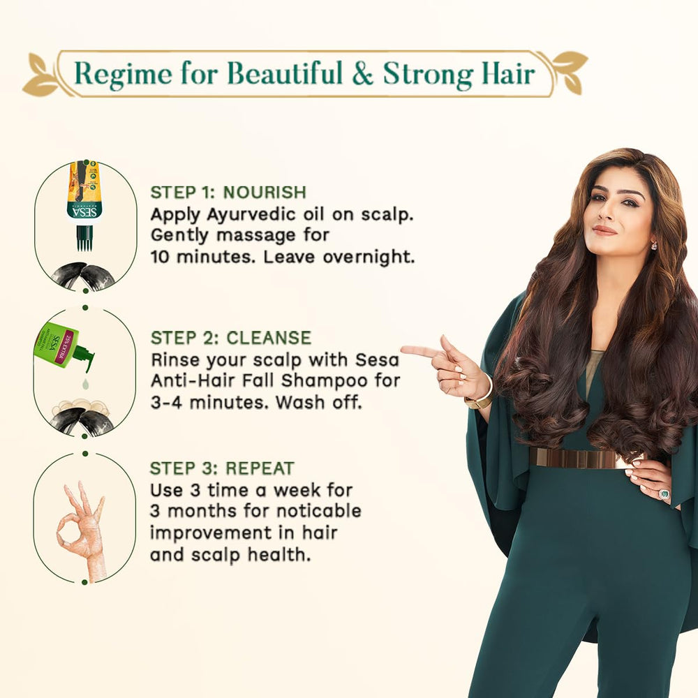 sesa Ayurvedic Hair Oil drop captures premium oil for quick absorption