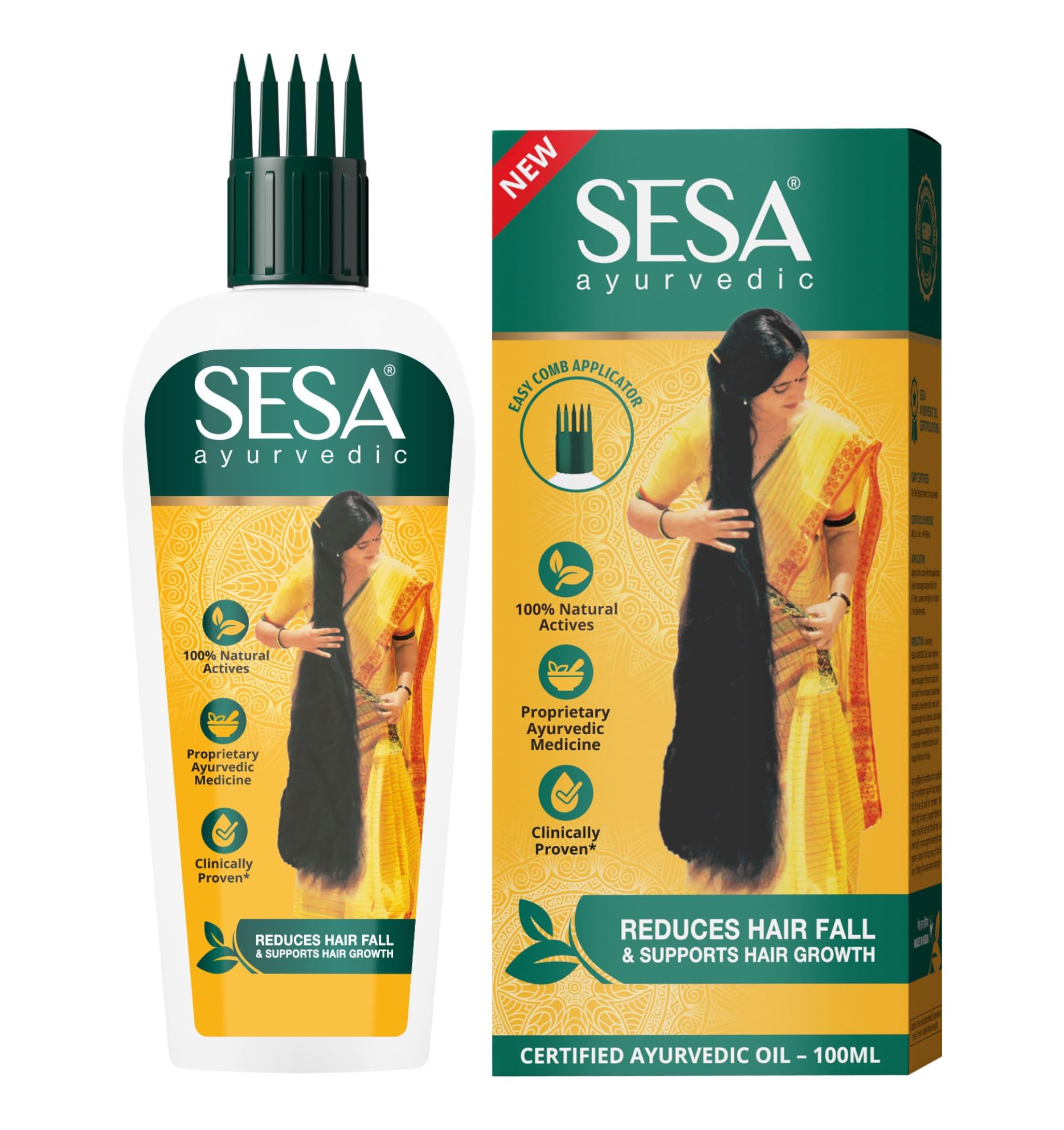 sesa Ayurvedic Hair Oil on hair strands shows lasting natural nourishment