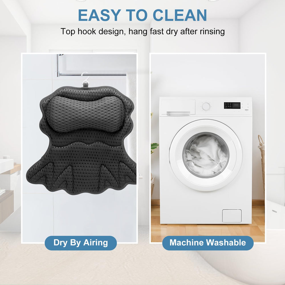 Setsail bath pillow machine-washable for simple cleanup.